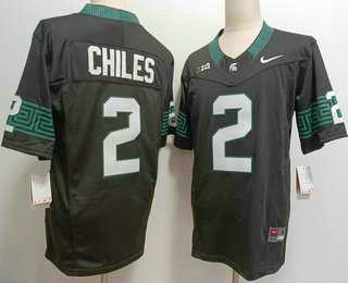 Men%27s Michigan State Spartans #2 Aidan Chiles Black FUSE College Football Jersey